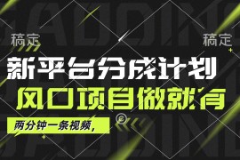 （12442期）最新平台分成计划，风口项目，单号月入10000 