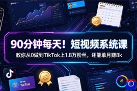 90分钟每天！短视频系统课教你从0做到TikTok上1.8万粉丝，还能单月賺8k【原创双语字幕】