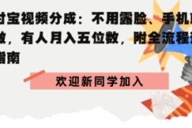 支付宝视频分成拆解：不用露脸、手机就能做，有人月入五位数，附全流程避坑指南