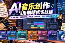 AI音乐创作与后期精修实战课：从音频分离、快速扒带到人声克隆、混音母带，完整打磨原创音乐作品