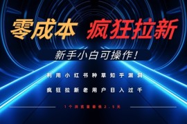 利用小红书种草知乎漏洞，零成本疯狂拉新日入数张，新手小白可操作
