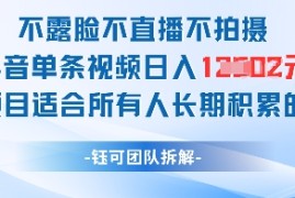 不露脸不直播不拍摄抖音单条视频日入1k 这个项目适合所有人长期积累的项目
