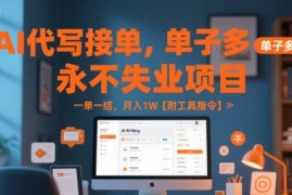 AI代写接单，永不失业项目，单子多，一单一结，月入1W【附工具指令】