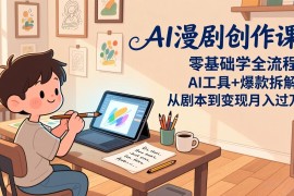 AI漫剧创作课：零基础学全流程，AI工具 爆款拆解，从剧本到变现月入过万