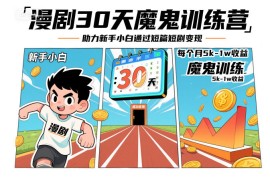漫剧30天魔鬼训练营，助力新手小白通过短篇短剧变现，每个月5k-1w收益