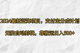 2024最新蓝海项目，支付宝分成计划  无脑自动剪辑，靠搬运目入500 
