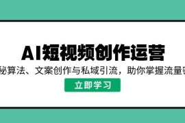 （14287期）AI短视频创作运营，揭秘算法、文案创作与私域引流，助你掌握流量密码
