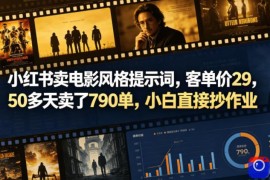 小红书卖电影风格提示词，客单价29，50多天卖了790单，小白直接抄作业！