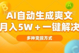 （13450期）AI自动生成爽文 月入5w 一键解决 多种变现方式 看完就会