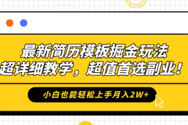 最新简历模板掘金玩法，超详细教学，小白也能轻松上手月入2W ，超值首选副业！