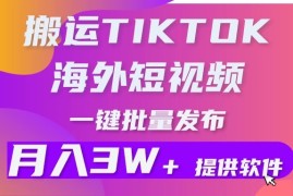 搬运海外短视频，多平台发布，月入3W 有手就行小白3分钟上手，0门槛