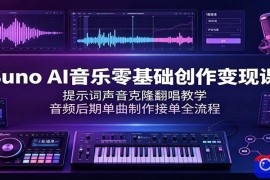 Suno AI音乐零基础创作变现课：提示词声音克隆翻唱教学，音频后期单曲制作接单全流程