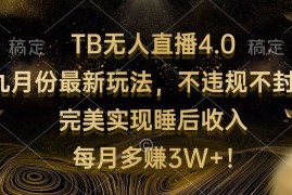 （12513期）TB无人直播4.0九月份最新玩法 不违规不封号 完美实现睡后收入 每月多赚3W 