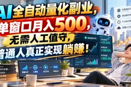 AI全自动量化副业，单窗口月入500，无需人工值守，普通人真正实现躺賺！