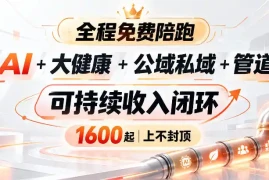 AI 大健康 公域私域 管道 可持续收入闭环，小白可轻松上手，人人可以打造管道收益