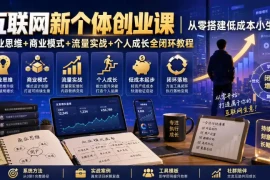互联网新个体创业课｜从零搭建低成本小生意，商业思维 商业模式 流量实战 个人成长全闭环教程(更新0922)