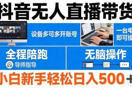 （17875期）抖音无人直播带货 一台电脑即可操作 可多开账号 无脑操作 全程陪跑 新手小白轻松 日入500 
