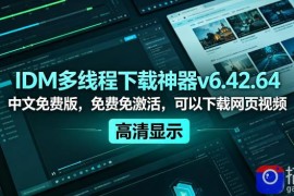 IDM多线程下载神器v6.42.64中文免费版，免费免激活，可以下载网页视频(例如飞书文档内的视频)
