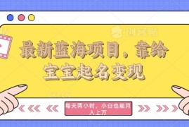 最新蓝海项目，靠给宝宝起名变现，每天两小时，小白也能轻松月入过万