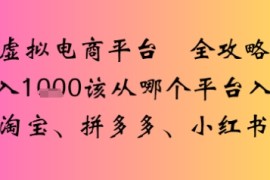 虚拟电商平台全攻略日入多张该从哪个平台入手