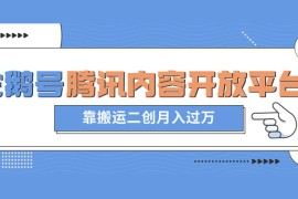 最新蓝海项目，企鹅号腾讯内容开放平台项目，靠搬运二创月入过万
