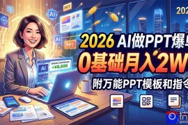 2026 AI做PPT爆单，0基础月入2W，附万能PPT模板和指令