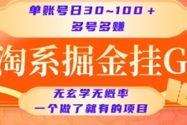淘系掘金挂G项目，单账号日收益30~100 ，多号多得，一个做了就有的项目【揭秘】