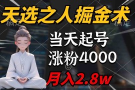 （9613期）天选之人掘金术，当天起号，7条作品涨粉4000 ，单月变现2.8w天选之人掘…