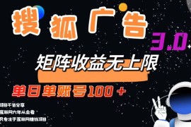 （13010期）搜狐广告掘金，单日单账号100 ，可无限放大