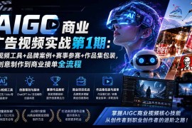 AIGC商业广告视频实战第1期：AI视频工具 品牌案例 赛事参赛 作品集包装，从创意制作到商业接单全流程
