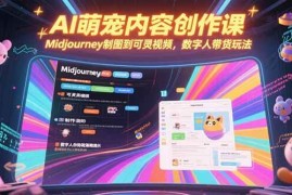（15311期）AI萌宠内容创作课，Midjourney制图到可灵视频，数字人带货玩法