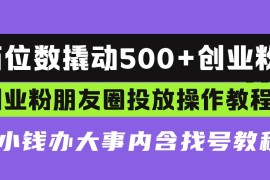 （13498期）两位数撬动500 创业粉，创业粉朋友圈投放操作教程，花小钱办大事内含找…