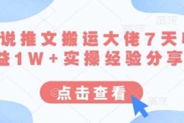 小说推文搬运大佬7天收益1W 实操经验分享