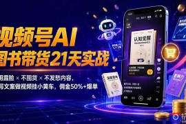 繁花视频号AI图书带货21天实战：不用露脸×不囤货×不发愁内容，AI写文案做视频挂小黄车，佣金50% 爆单