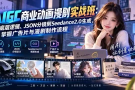 AIGC商业动画漫剧实战班-更新：从底层逻辑、JSON分镜到Seedance2.0生成，掌握广告片与漫剧制作流程