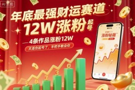 年底最强财运赛道，4条作品涨粉12W，太适合起号了，手把手教会你