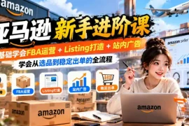 亚马逊新手进阶课，0基础学会FBA运营 Listing打造 站内广告，学会从选品到稳定出单的全流程