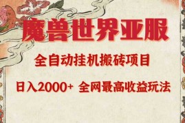 （9920期）亚服魔兽全自动搬砖项目，日入2000 ，全网独家最高收益玩法。