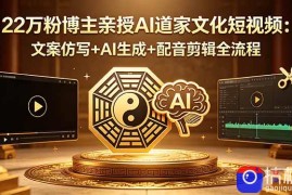 22万粉博主亲授AI道家文化短视频：文案仿写 AI生成 配音剪辑全流程