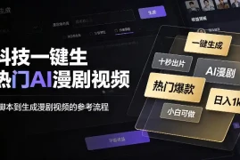 黑科技一键生成热门AI漫剧视频，十秒钟即可搞定，小白也能日入1k 【揭秘】