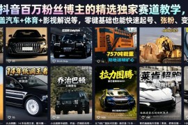 抖音百万粉丝博主的精选独家赛道教学，涵盖汽车 体育 影视解说等，零基础也能快速起号、涨粉、变现