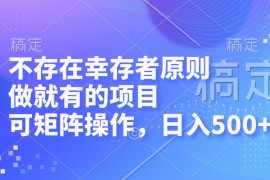 （12989期）不存在幸存者原则，做就有的项目，可矩阵操作，日入500 