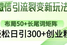 微信引流裂变新玩法：布局50 长尾词矩阵，轻松日引300 创业粉