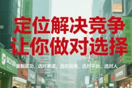 定位解决竞争，让你做对选择，复制成功，选对赛道，选对品类，选对平台，选对人