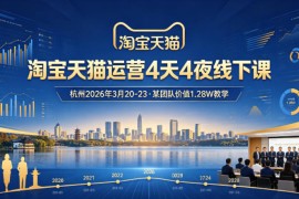 淘宝天猫运营4天4夜杭州2026年3月20-23线下课，某团队价值1.28W的教学