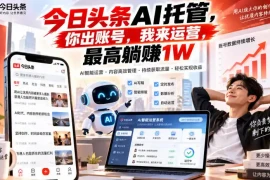 今日头条AI托管，你出账号，我来运营，最高躺賺1W【揭秘】
