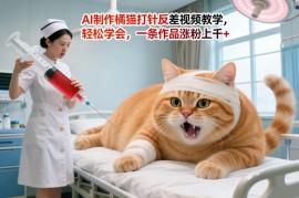 AI制作橘猫打针反差视频教学，轻松学会，一条作品涨粉上千 