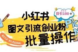 最新小红书批量图文引流技术，日引100 创业粉【揭秘】