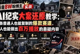 抖音8W粉博主AI纪实大案还原教学：一条普通人也能复制的爆款赛道，新人也能做出百万播放的悬疑内容
