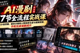 AI漫剧移动端17节全流程实战课：从小说改编、剧本分镜到人物场景生成与视频剪辑，手机完成漫剧成片